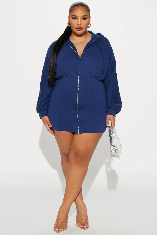 Adeline Hooded Mini Dress - Navy