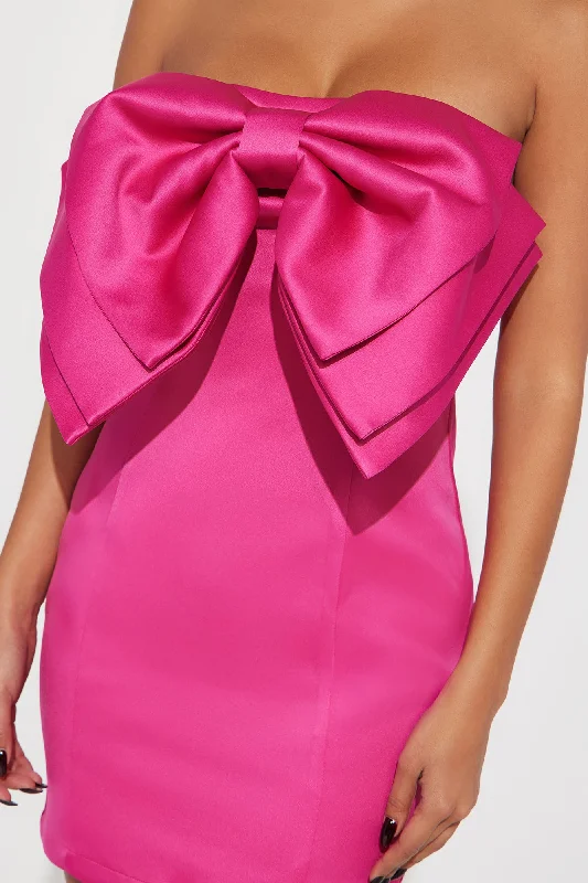 Adina Bow Mini Dress - Pink