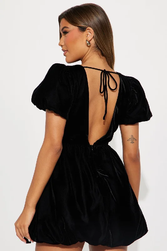 Always Bubble Velvet Micro Mini Dress - Black