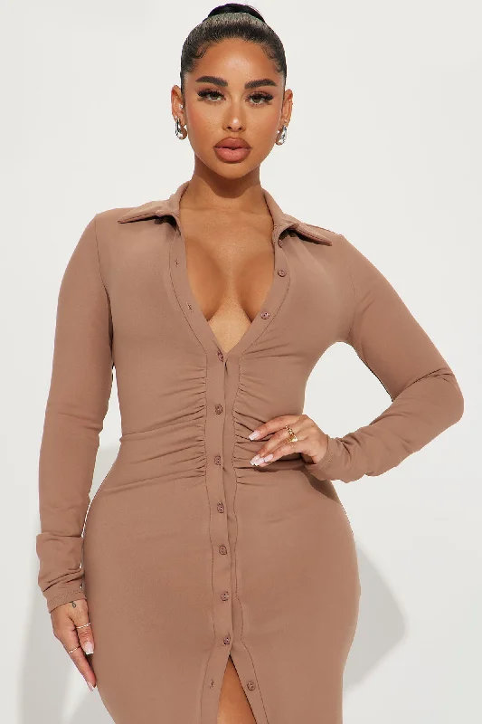 Annabelle Midi Shirt Dress - Mocha