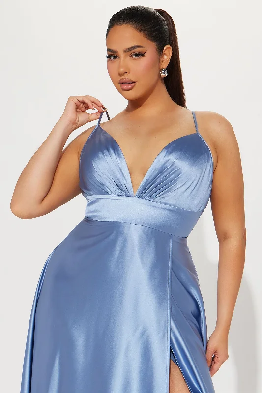 Ashlynn Satin Gown - Dusty Blue