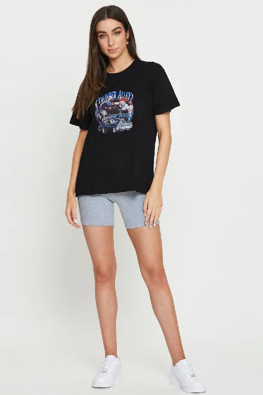 Black Graphic T Shirt Short Sleeve