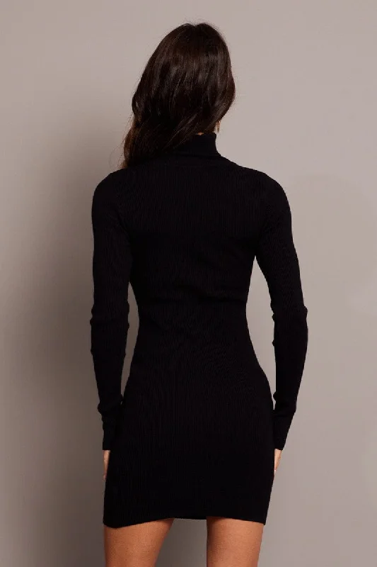 Black Knit Dress Long Sleeve