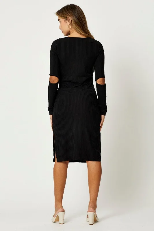 Black Midi Dress Long Sleeve