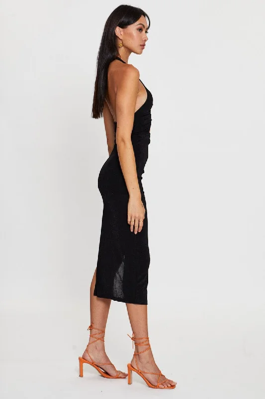 Black Midi Dress Slinky Jersey