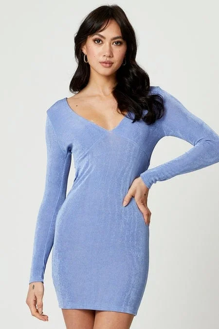 Blue Bodycon Dress Long Sleeve