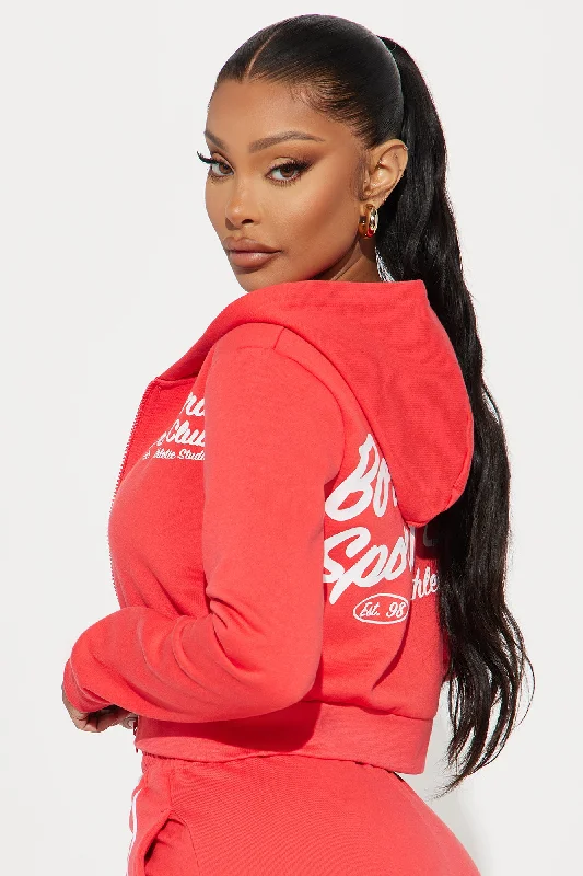 Bora Bora Sports Club Zip Front Hoodie - Red