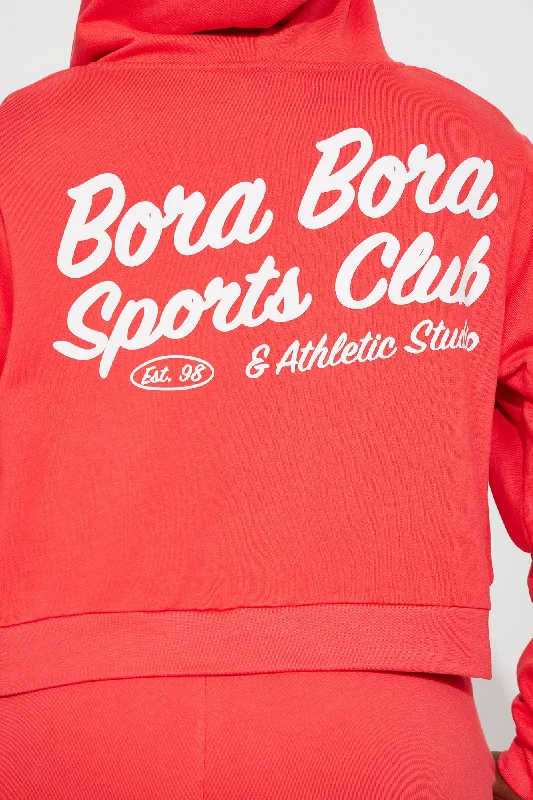 Bora Bora Sports Club Zip Front Hoodie - Red