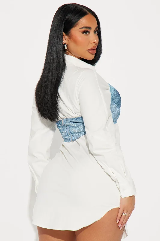 Brianna Shirt Mini Dress - White