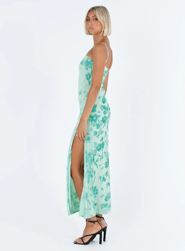 Burn Out Velvet Maxi Dress Teal