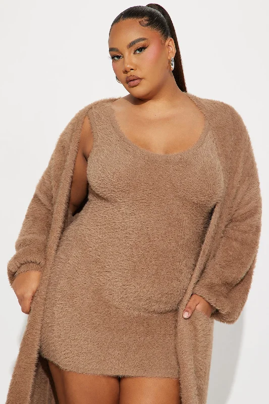 Caitlyn Cozy Mini Dress Set - Taupe