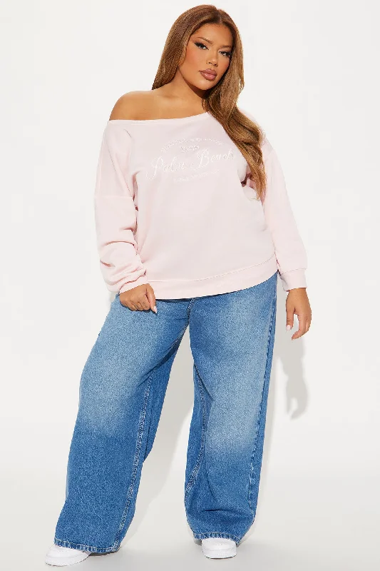 Cali Off Shoulder Sweatshirt - Pink