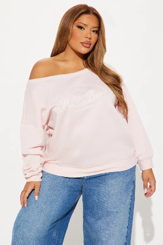 Cali Off Shoulder Sweatshirt - Pink