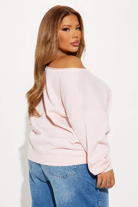 Cali Off Shoulder Sweatshirt - Pink