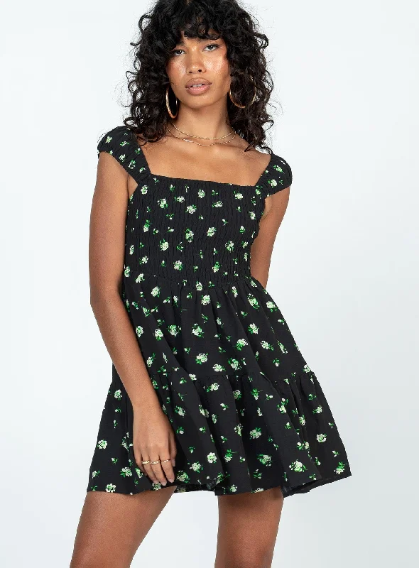 Cedarwood Mini Dress Black / Floral