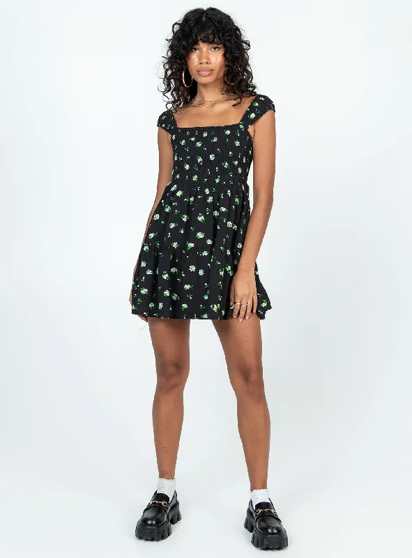 Cedarwood Mini Dress Black / Floral