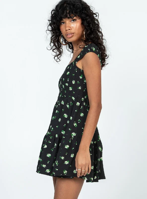 Cedarwood Mini Dress Black / Floral