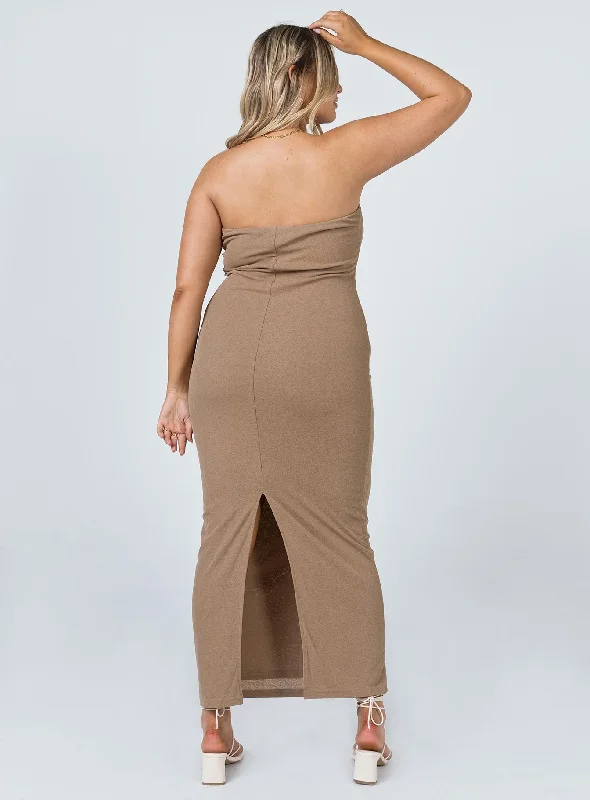 Charm Strapless Maxi Dress Brown