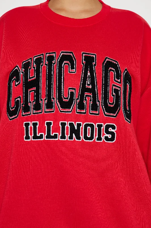 Chicago Crew Neck Sweatshirt - Red