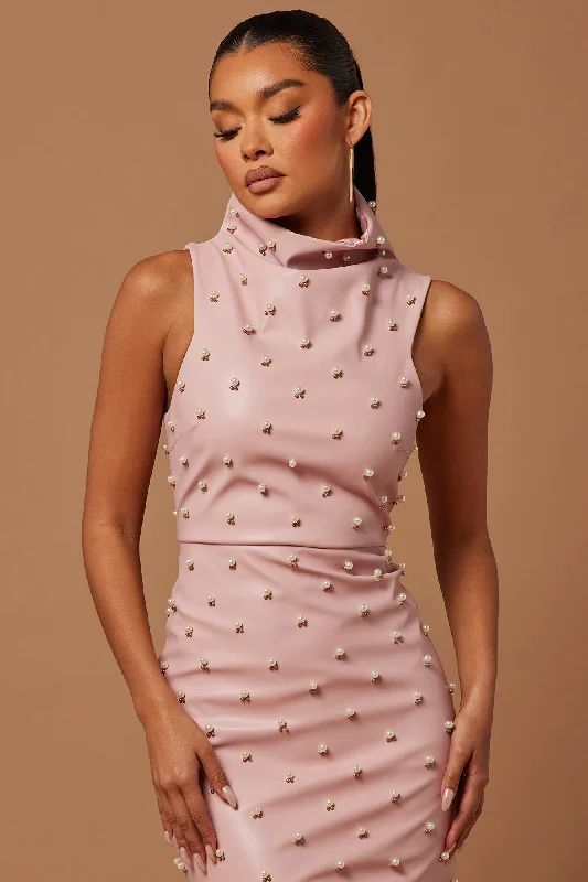 Colette Embellished Midi Dress - Rose