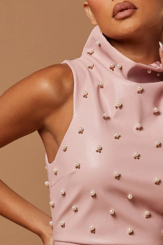 Colette Embellished Midi Dress - Rose