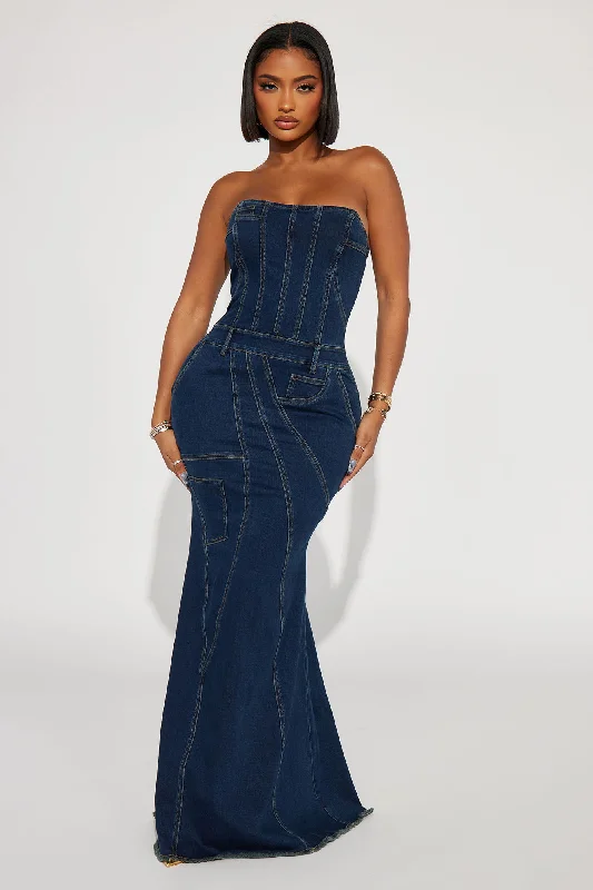 Danielle Denim Maxi Dress - Dark Wash