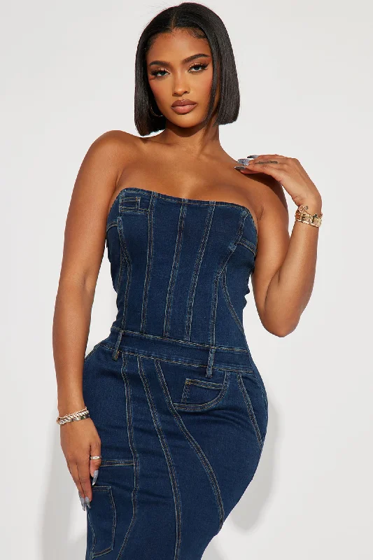 Danielle Denim Maxi Dress - Dark Wash