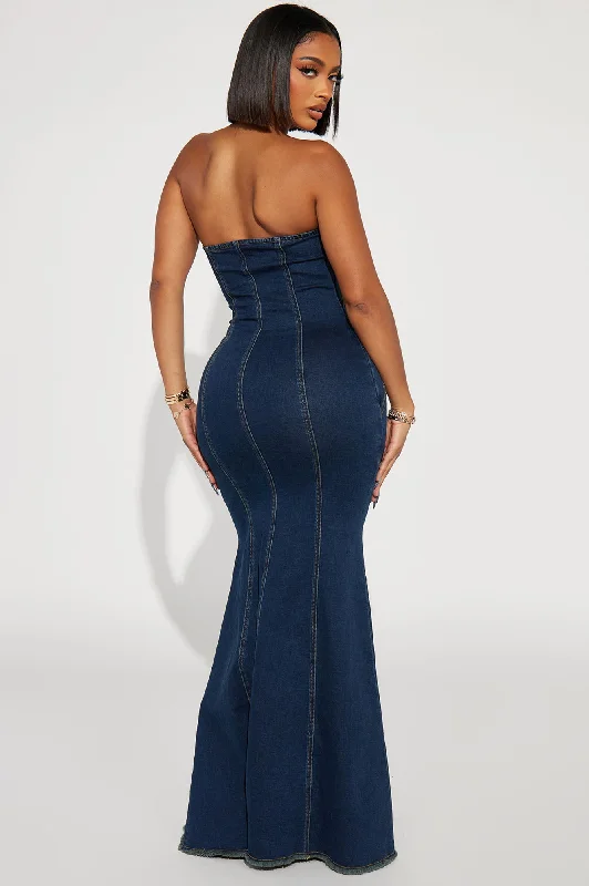 Danielle Denim Maxi Dress - Dark Wash