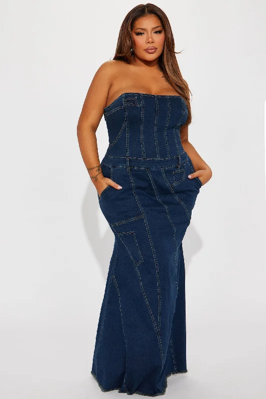 Danielle Denim Maxi Dress - Dark Wash