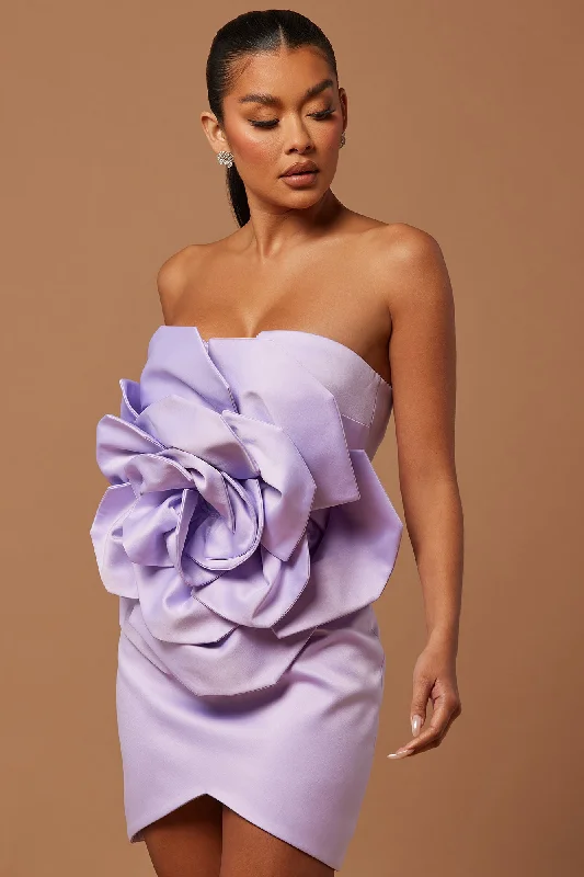 Deena Rose Satin Mini Dress - Lavender