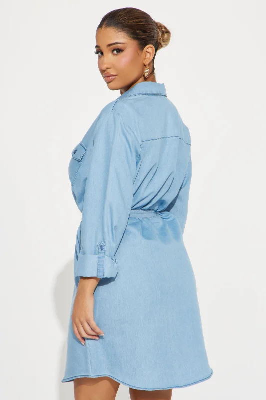 Denise Chambray Shirt Dress - Light Wash