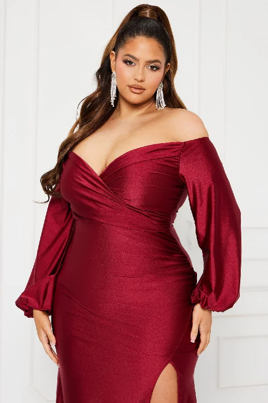 Denise Off Shoulder Maxi Dress - Wine