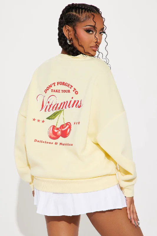 Don't Forget To Take Your Vitamins Cherries Sweatshirt - Yellow