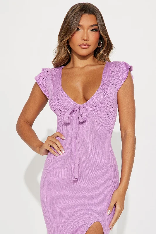 Emily Sweater Midi Dress - Lilac