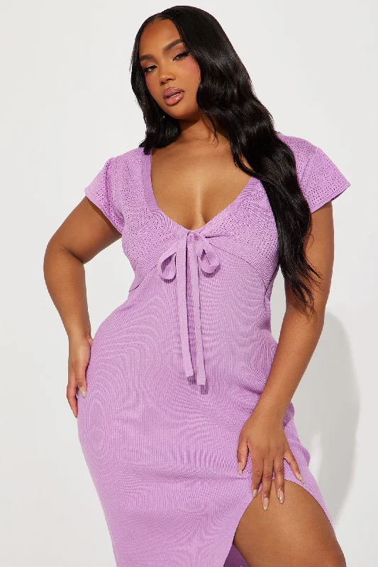 Emily Sweater Midi Dress - Lilac