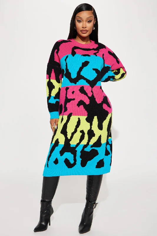 Evelyn Sweater Midi Dress - Multi Color