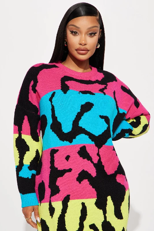 Evelyn Sweater Midi Dress - Multi Color