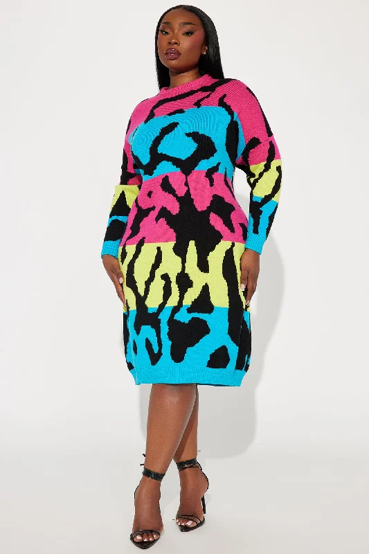 Evelyn Sweater Midi Dress - Multi Color