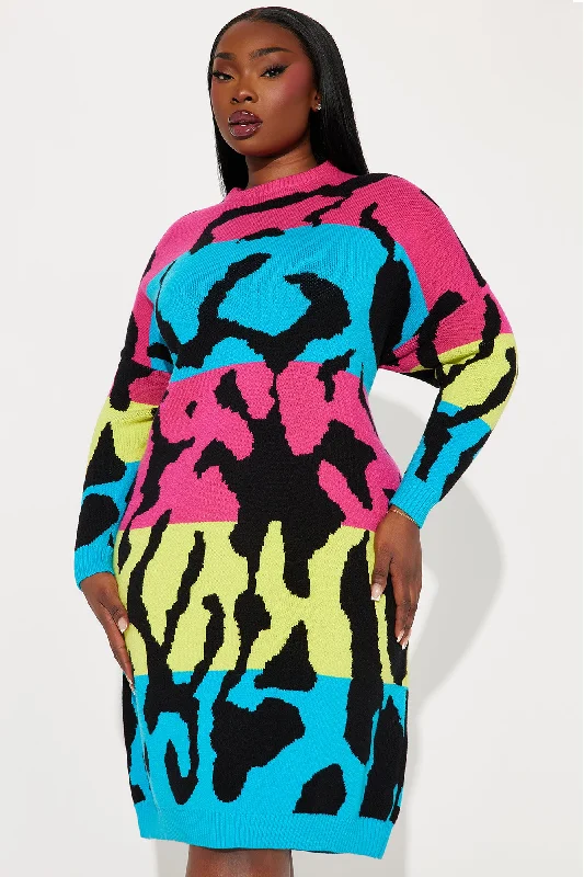 Evelyn Sweater Midi Dress - Multi Color