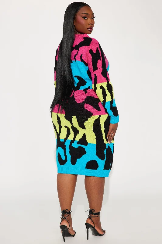 Evelyn Sweater Midi Dress - Multi Color