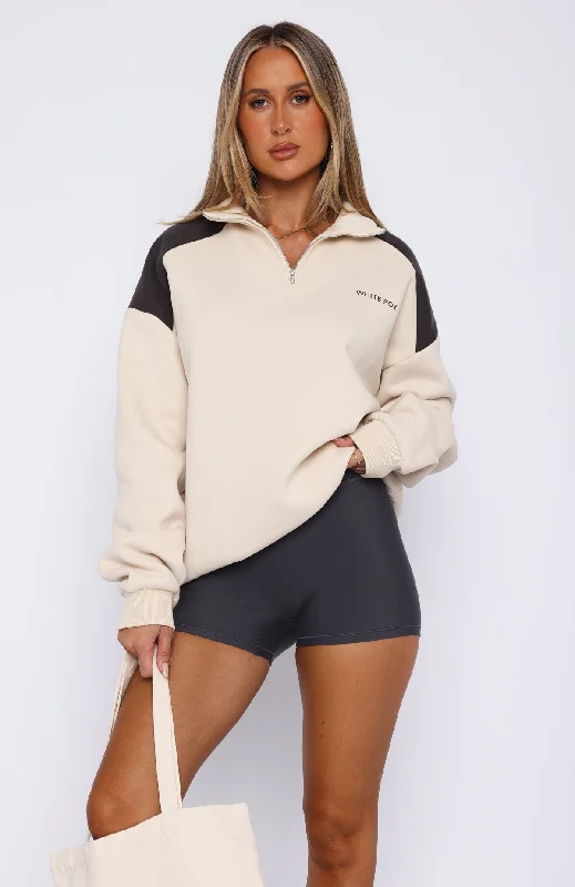 It's A Bad Idea Zip Front Sweater Cream