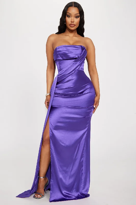 Janelle Satin Gown - Purple