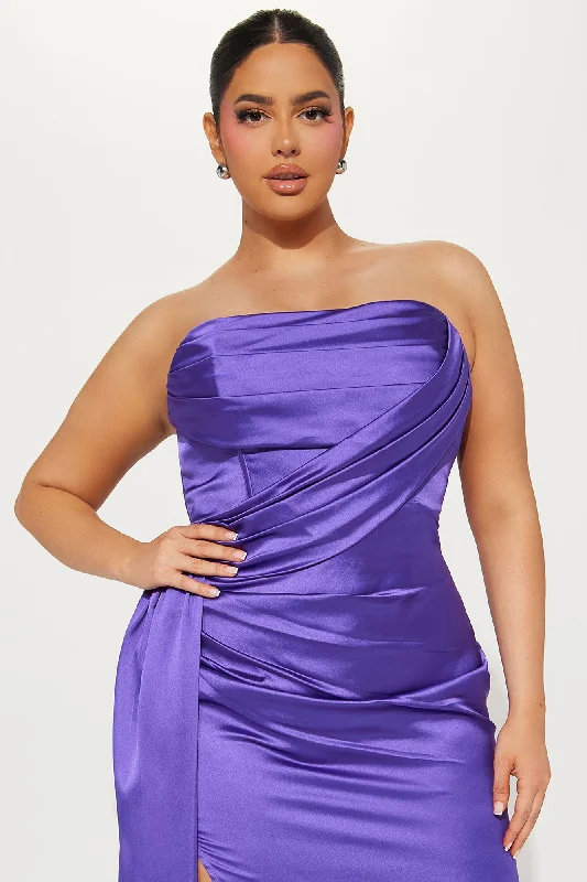 Janelle Satin Gown - Purple