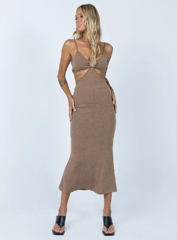 Jocelyn Cut Out Midi Dress Brown