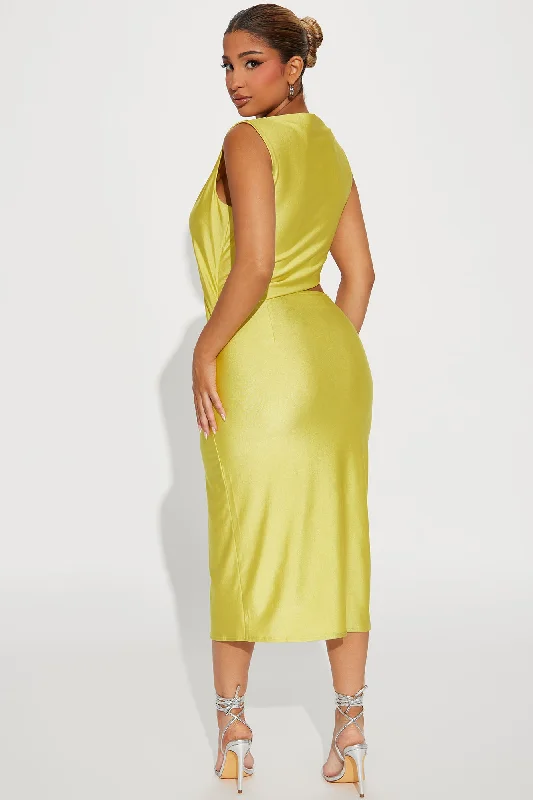 Jocelyn Draped Midi Dress - Yellow