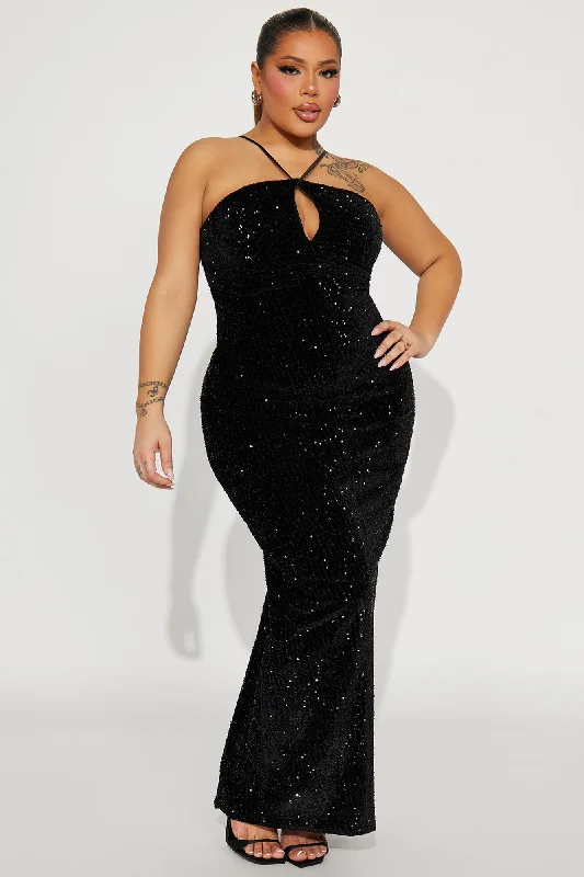 Julie Sequin Maxi Dress - Black