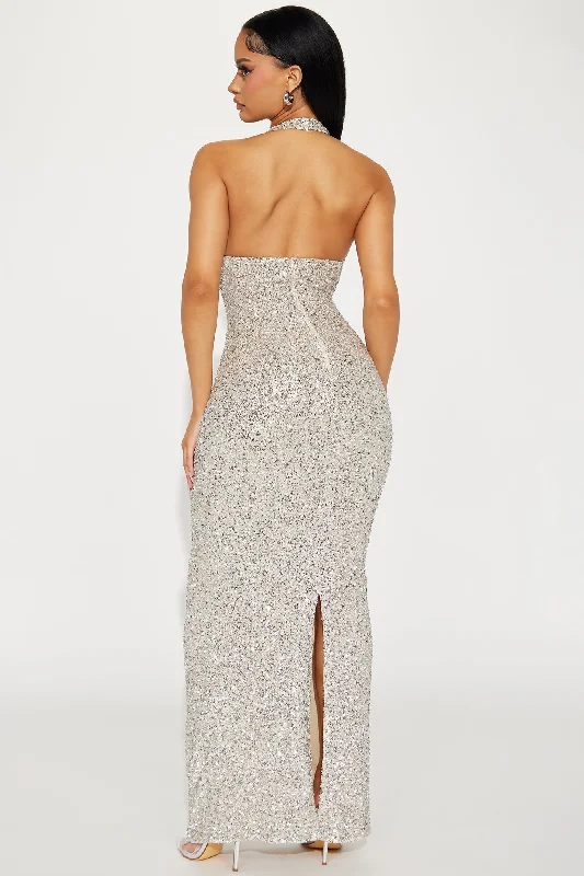 Key To My Heart Sequin Maxi Dress - Champagne