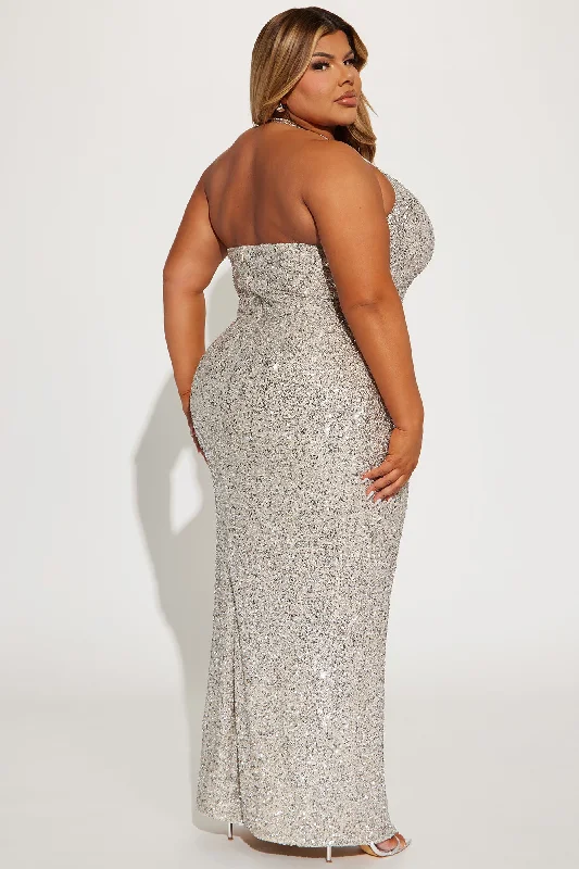 Key To My Heart Sequin Maxi Dress - Champagne