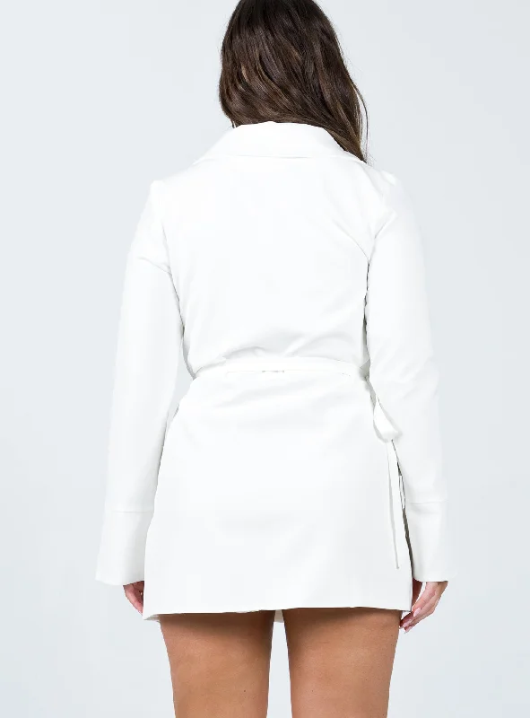 Kyah Wrap Blazer Dress White