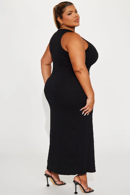 Leandra RIbbed Maxi Dress - Black